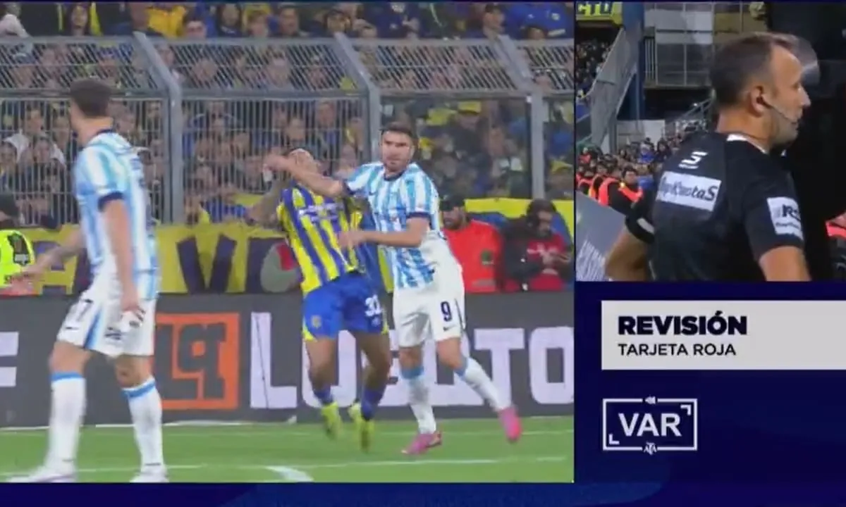 La expulsión de Adrián Maravilla Martínez en el duelo entre Rosario Central y Racing por el torneo Apertura