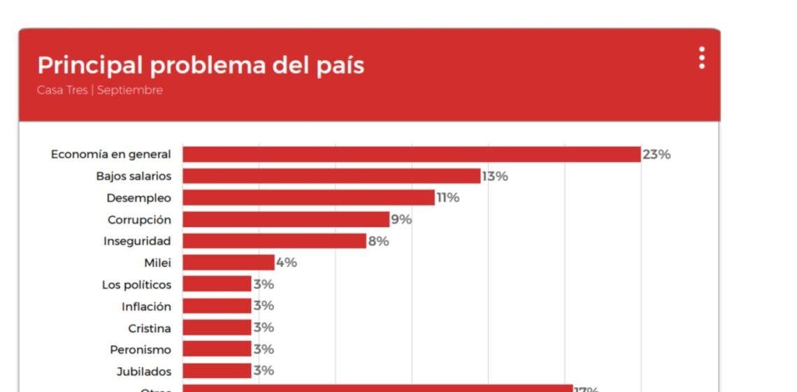 En encuesta de Fundación Pensar, Milei fue considerado "problema mayor" que peronismo y CFK