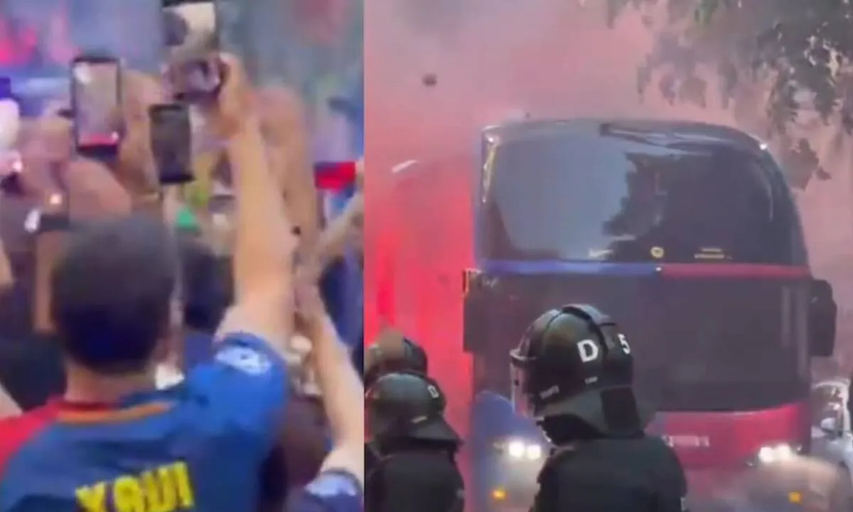 Los hinchas de Barcelona arrojaron piedras al micro de su propio equipo, pensando que era el de Real Madrid