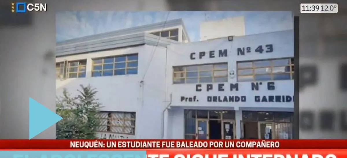 Un alumno baleó a un compañero en Neuquén: “Otra vez armas en un coegio”, en C5N dieron detalles del caso