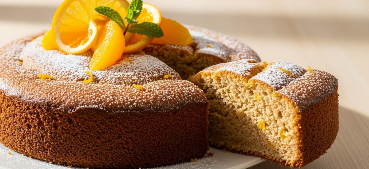 Receta de bizcochuelo de naranja con harina integral, rápida y fácil